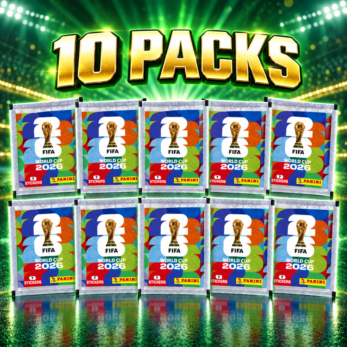 10x Offizielle FIFA World Cup 2026™ Sticker-Tüte mit je 7 Sticker