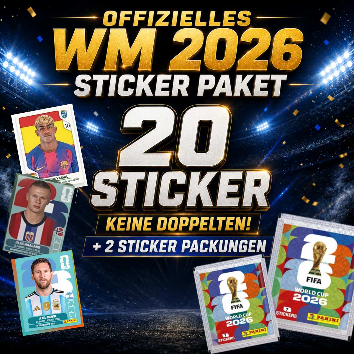 FIFA World Cup 2026 2x STICKER PACKUNG + Sticker-Paket mit 20 unterschiedlichen Stickern!