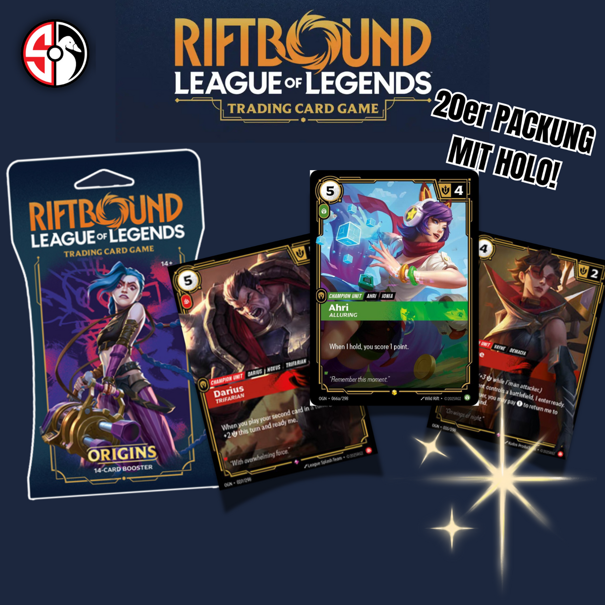Riftbound: League of Legends Origins - KARTENPAKET 20 KARTEN MIT HOLO! SHOWCASE
