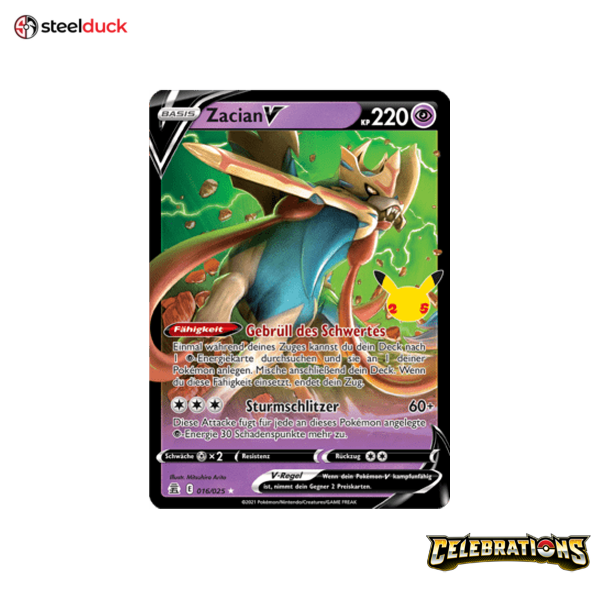 Zacian -V (016/025) Celebrations - Holo Rare V