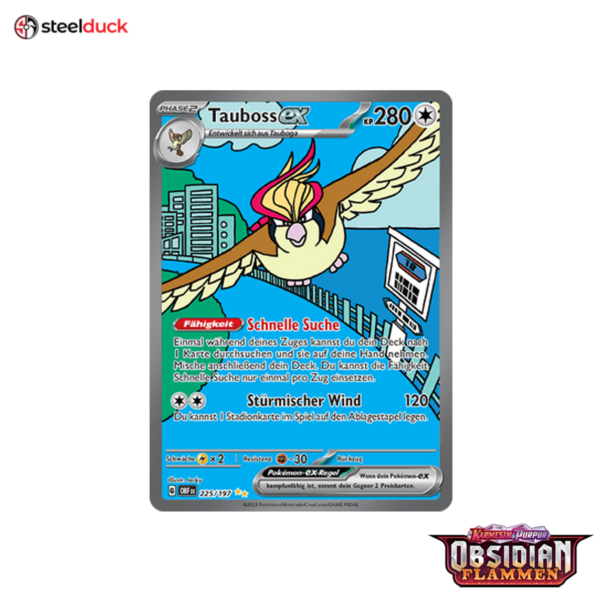 Tauboss ex (225/197) Obsidianflammen - Special Illustration Rare
