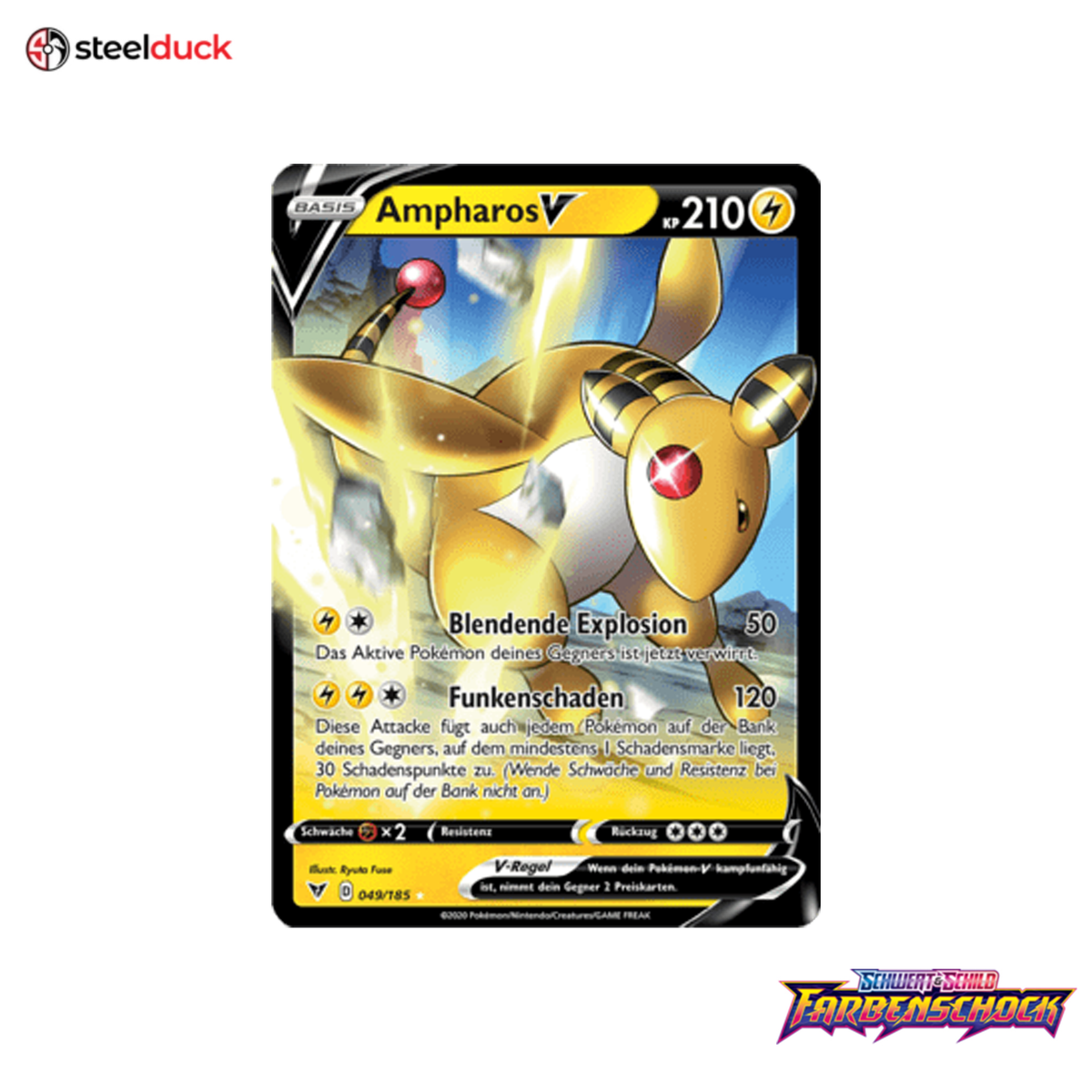 Ampharos V (049/185) Farbenschock - Holo Rare V