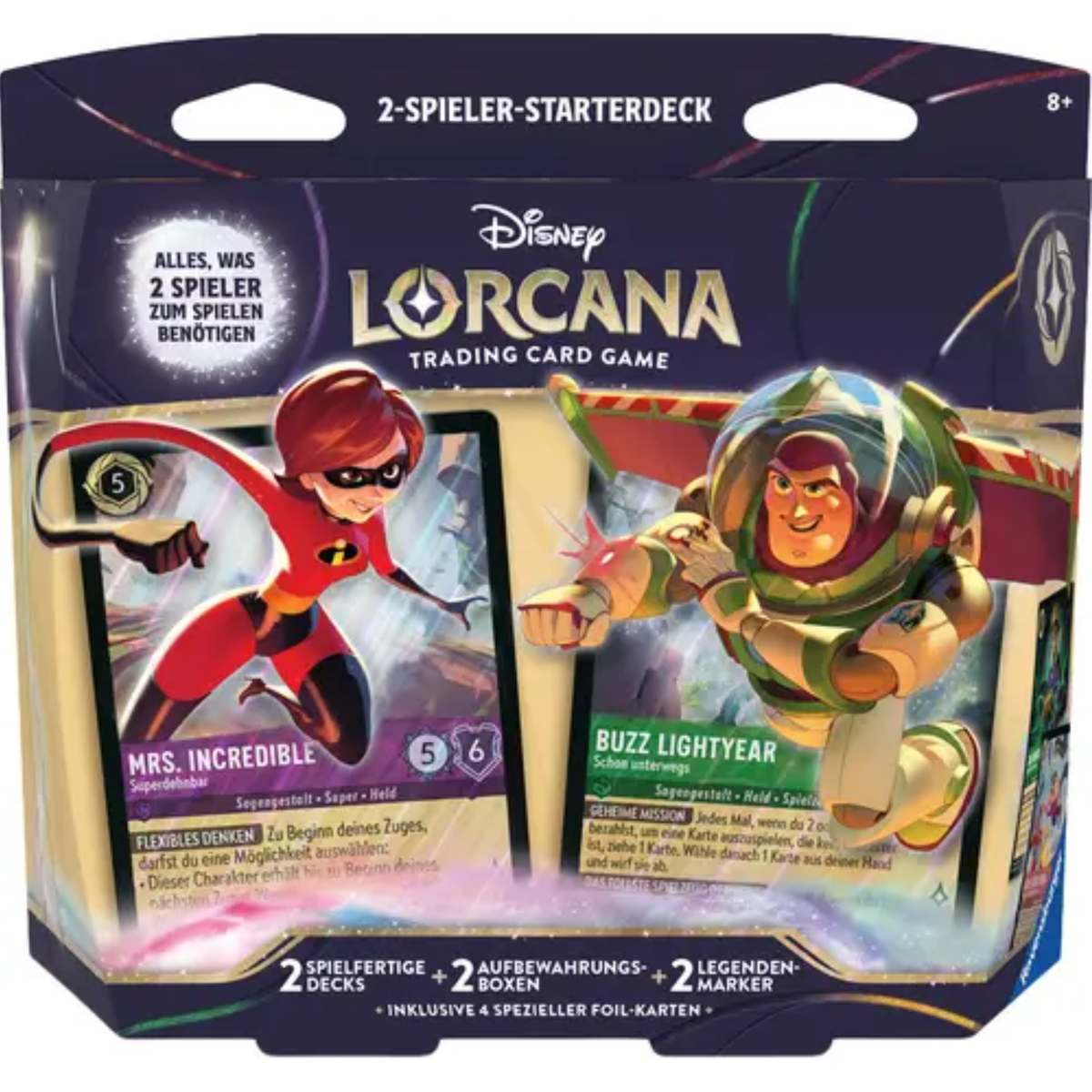 Lorcana - Unbekannte Wildnis - Zwei-Spieler-Starterdeck - Mrs. Incredible - Buzz Lightyear- Deutsch
