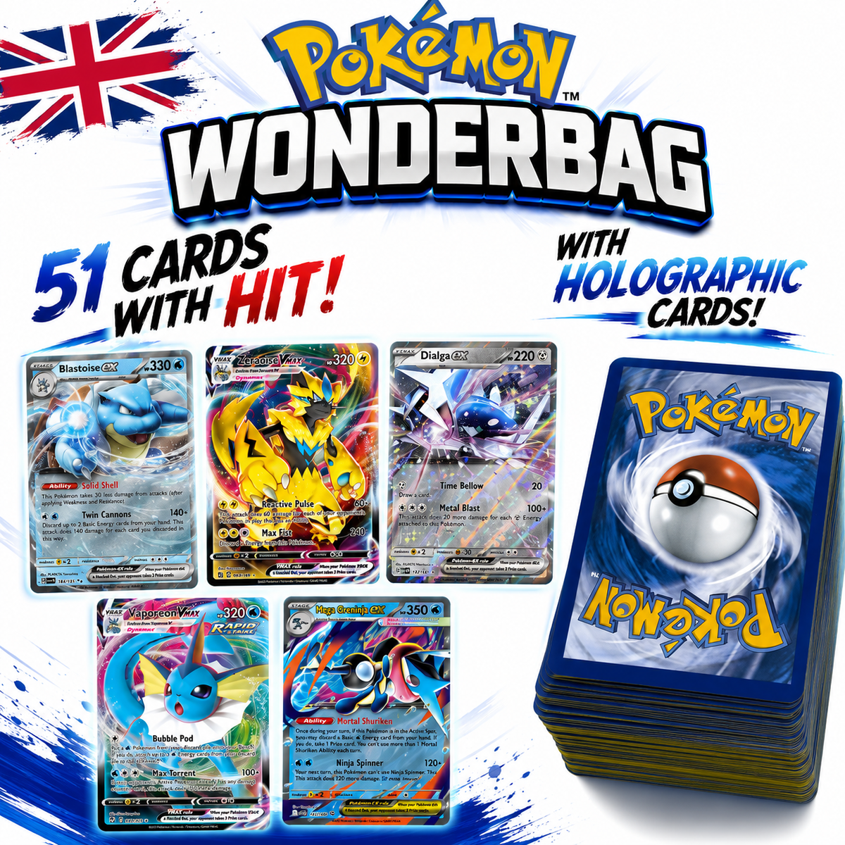 POKÉMON- 51 CARDS - WONDERBAG - INKL 1x VMAX/VSTAR o. EX (EN)