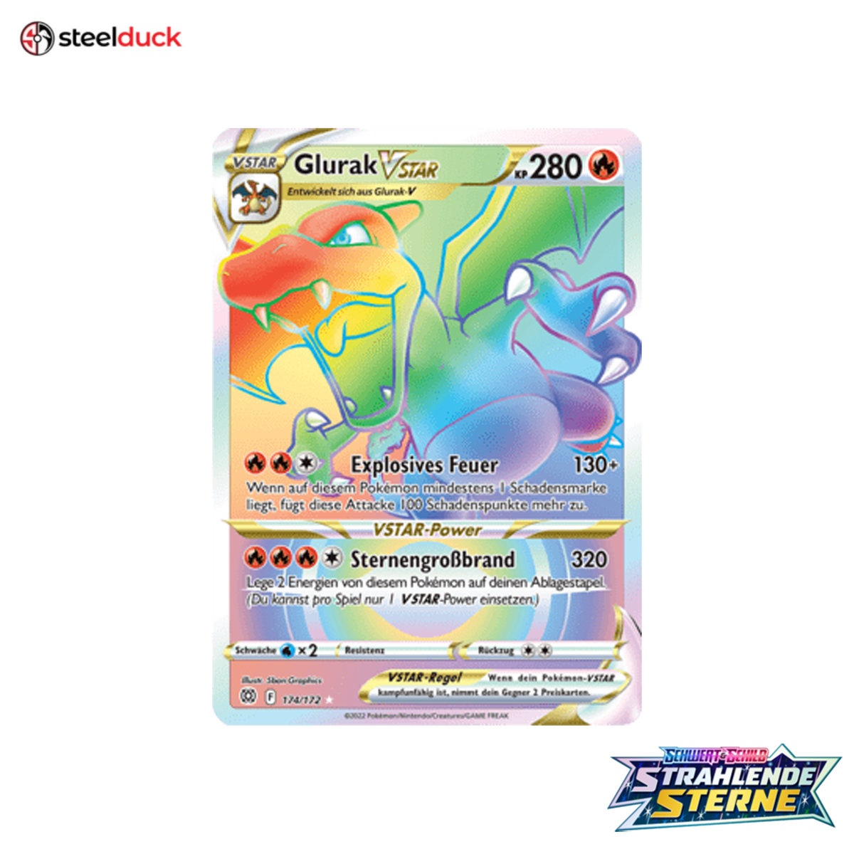 Glurak VSTAR (174/172) Strahlende Sterne - Rainbow Rare