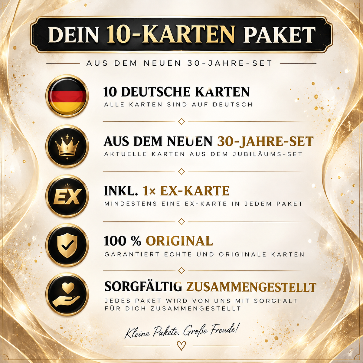 Pokémon 30 Jahre Kartenpaket - 10 Karten mit Holos inkl. 1 ex Karte!