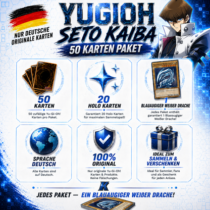 Yugioh SETO KAIBA 50 KARTENPAKET - INKL 20 HOLOS + 1 BLAUÄUGIGER WEIßER DRACHE!