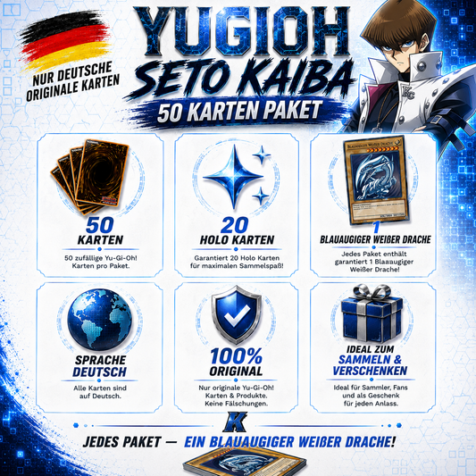 Yugioh SETO KAIBA 50 KARTENPAKET - INKL 20 HOLOS + 1 BLAUÄUGIGER WEIßER DRACHE!