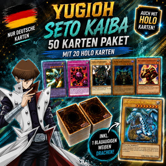 Yugioh SETO KAIBA 50 KARTENPAKET - INKL 20 HOLOS + 1 BLAUÄUGIGER WEIßER DRACHE!
