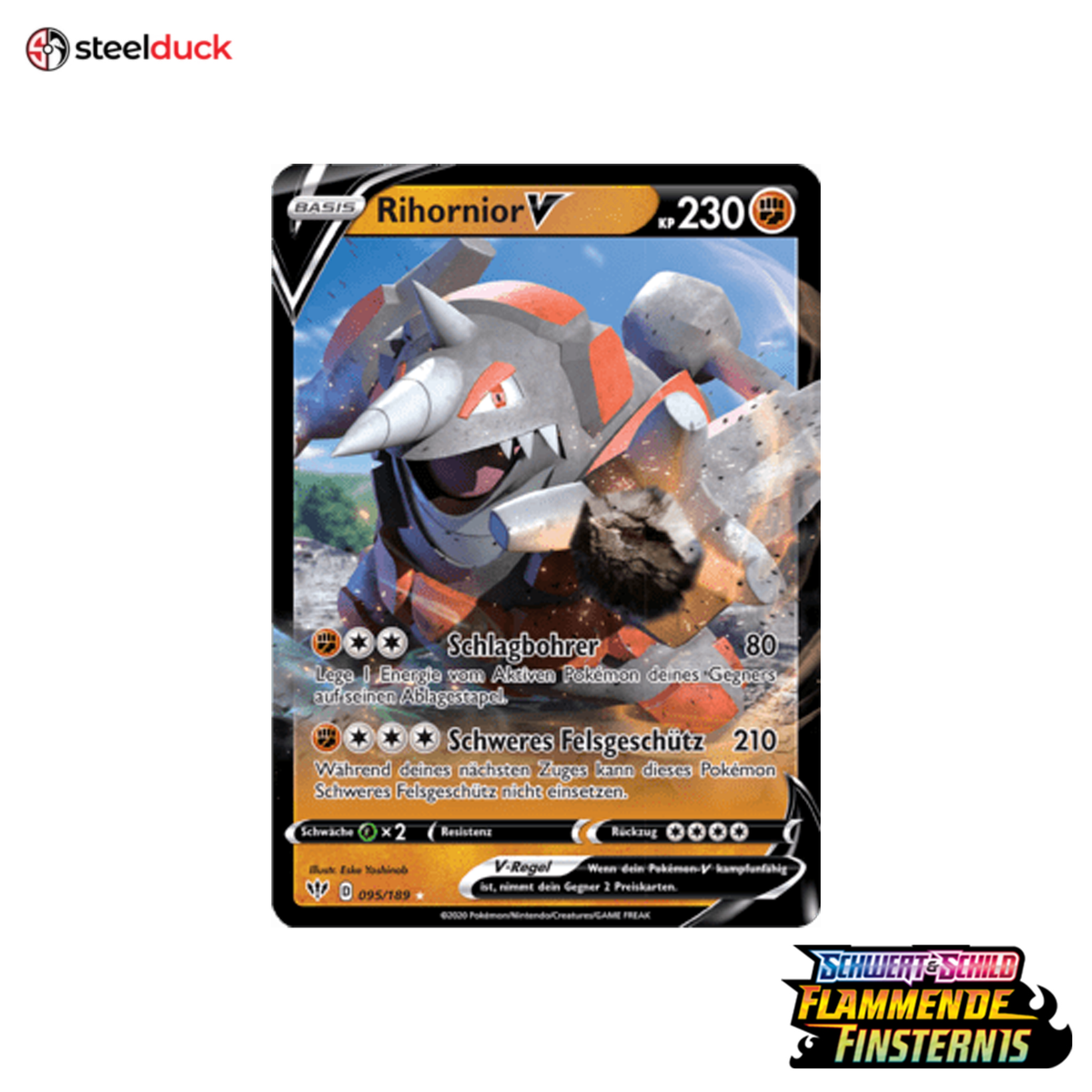 Rihornior V (095/189) Flammende Finsternis - Holo Rare V