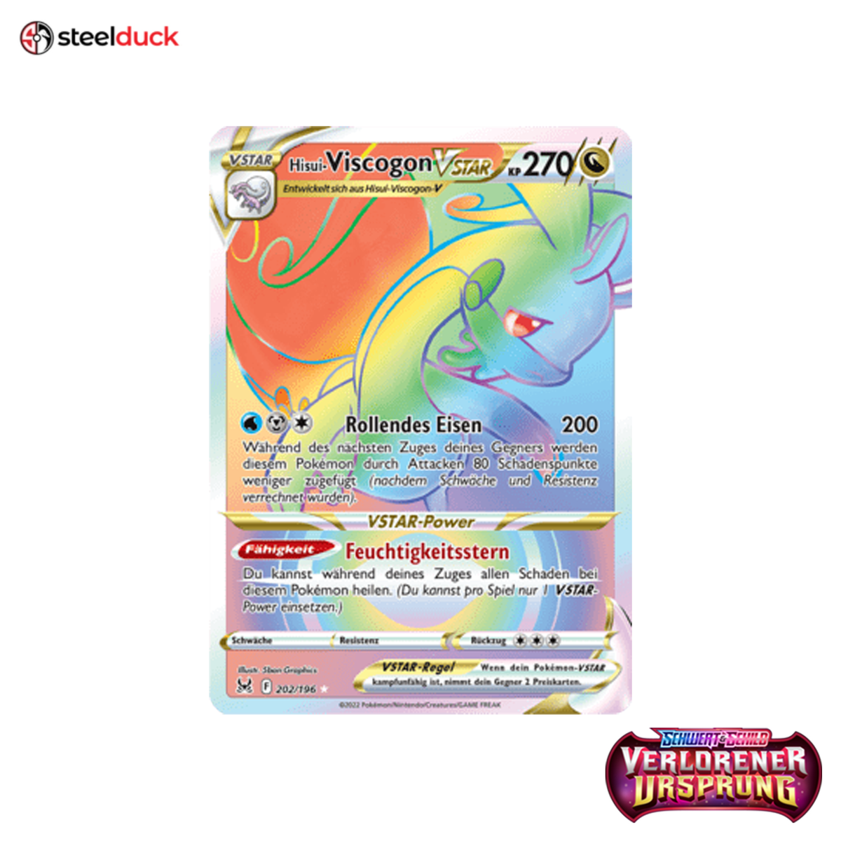 Hisui-Viscogon VSTAR (202/196) Verlorener Ursprung - Rainbow Rare