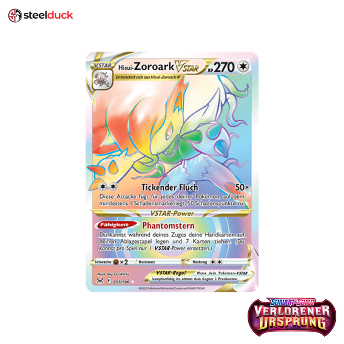Hisui-Zoroark VSTAR (203/196) Verlorener Ursprung - Rainbow Rare