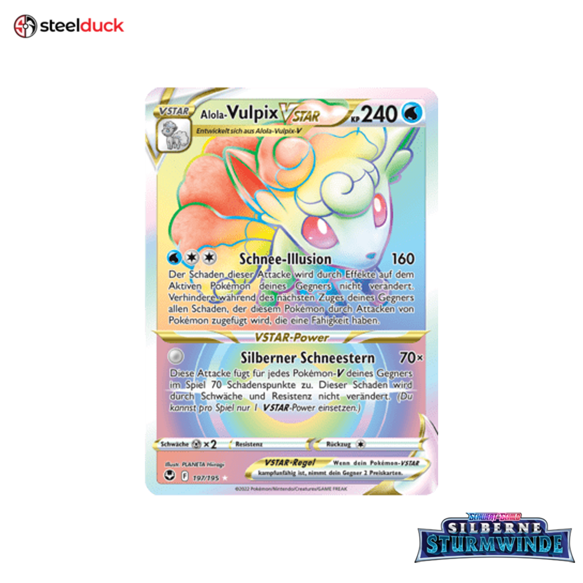 Alola-Vulpix VSTAR (197/195) Silberne Sturmwinde - Rainbow Rare