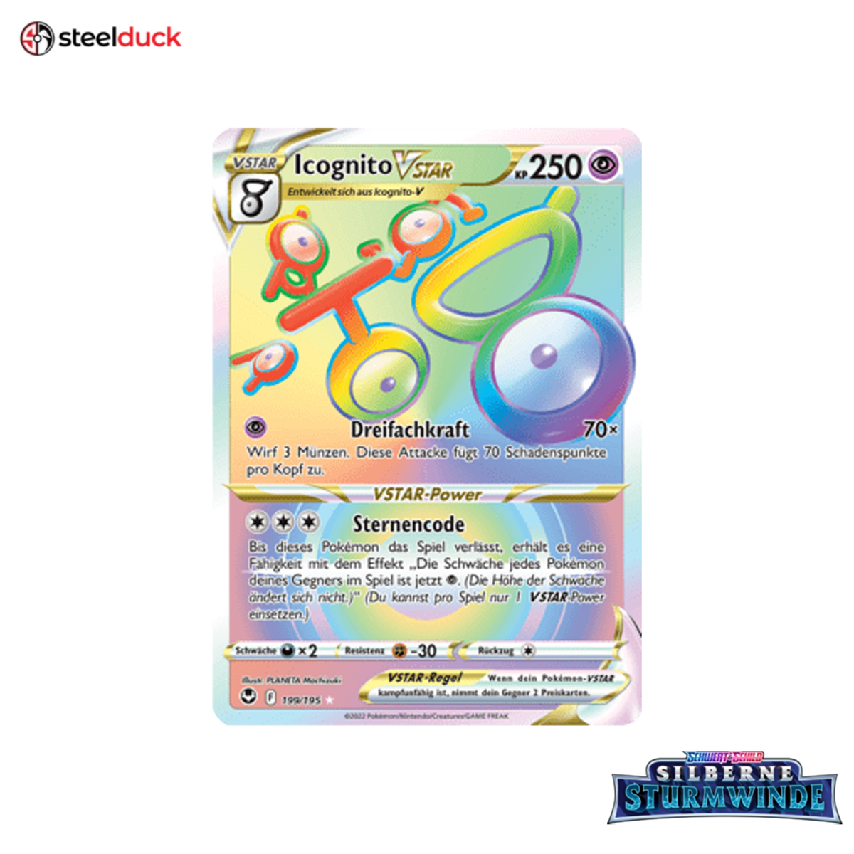 Icognito VSTAR (199/195) Silberne Sturmwinde - Rainbow Rare