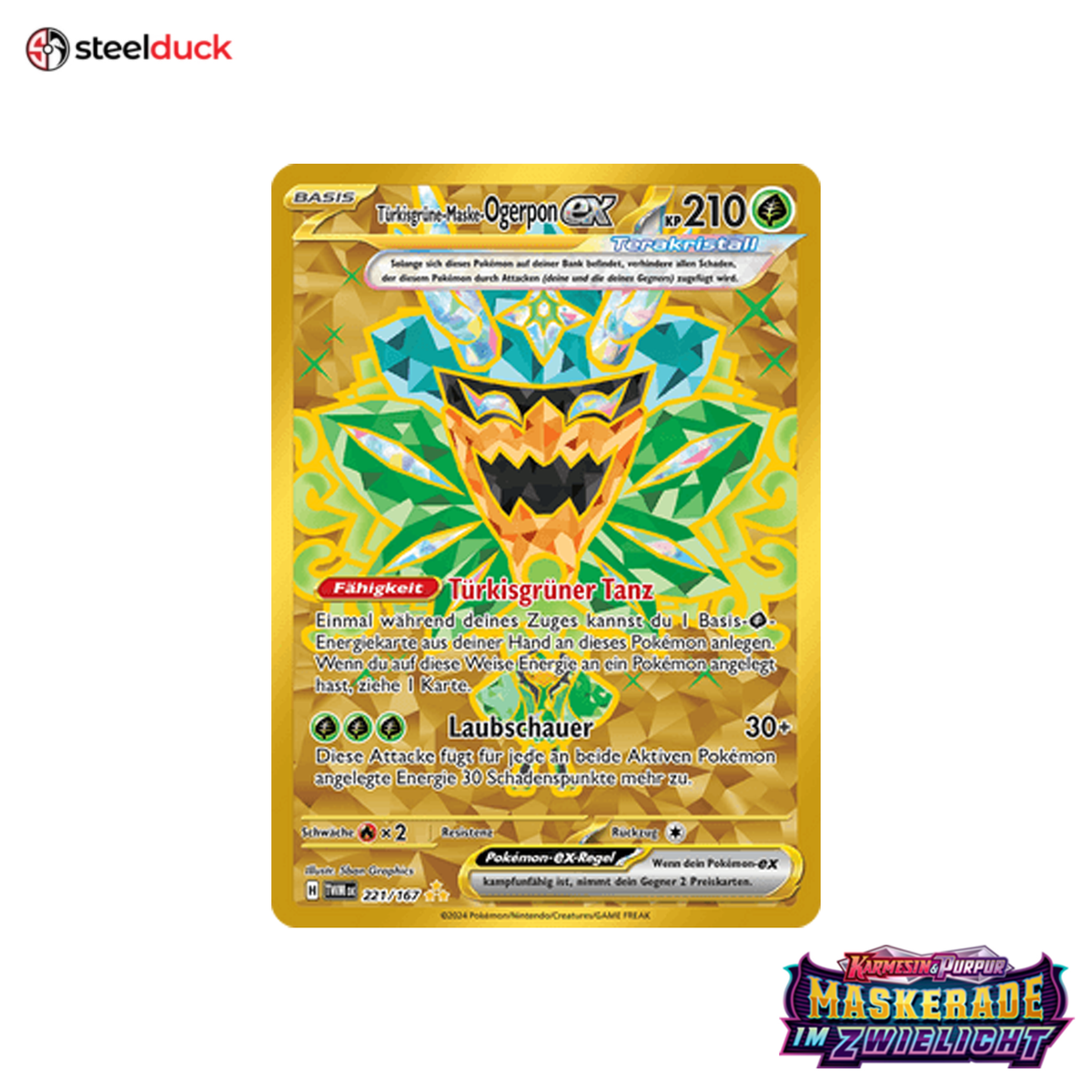 Türkisgrüne-Maske-Ogerpon ex (221/167) Maskerade im Zwielicht - Secret Rare