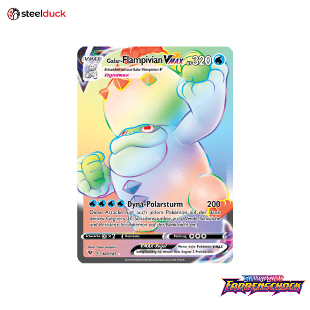 Galar-Flampivian VMAX (187/185) Farbenschock - Rainbow Rare