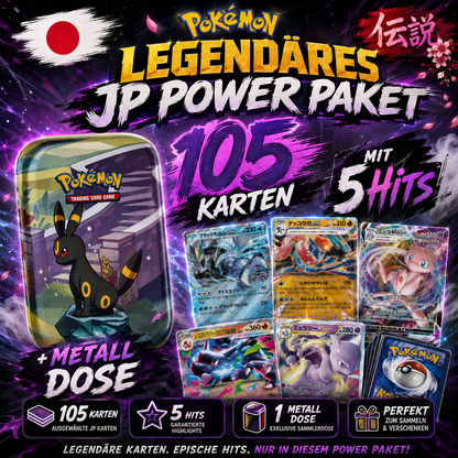 POKÉMON 105 KARTEN - LEGENDÄRES JP PAKET INKL 5x VMAX/VSTAR o. EX + MINI TIN (JP)