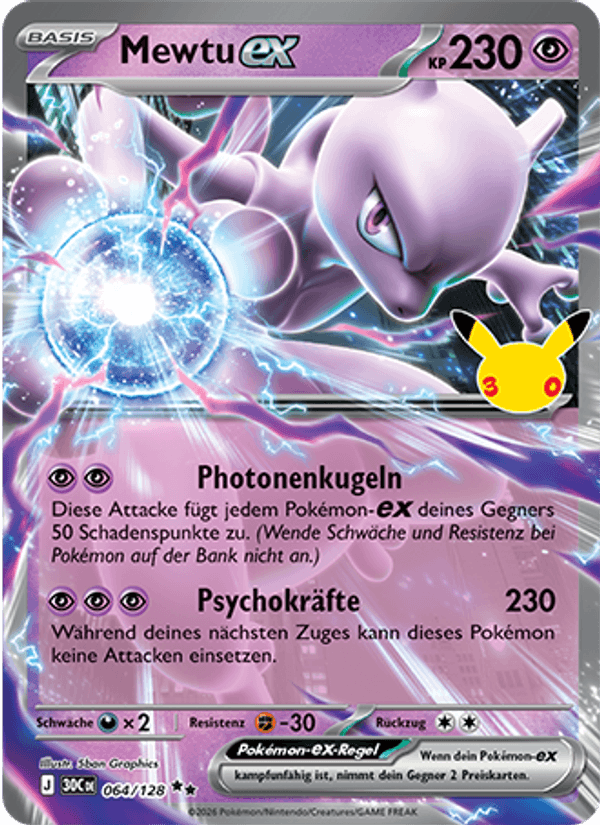 Mewtu ex (064/128) 30 Jahre - Double Rare