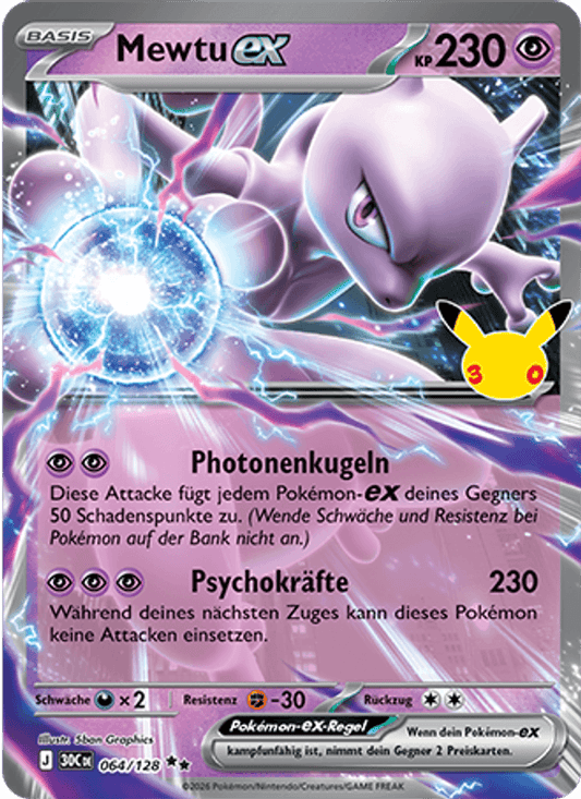 Mewtu ex (064/128) 30 Jahre - Double Rare